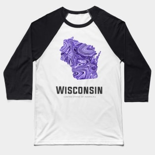 Wisconsin state map abstract voilet Baseball T-Shirt